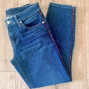 Lucky Brand Skinny Low Rise Lolita Ankle Jeans with Burgundy Trim Stripe